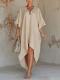 Solid-color Womens Loose-fit Resort Pleated Robe Dress