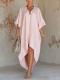 Solid-color Womens Loose-fit Resort Pleated Robe Dress
