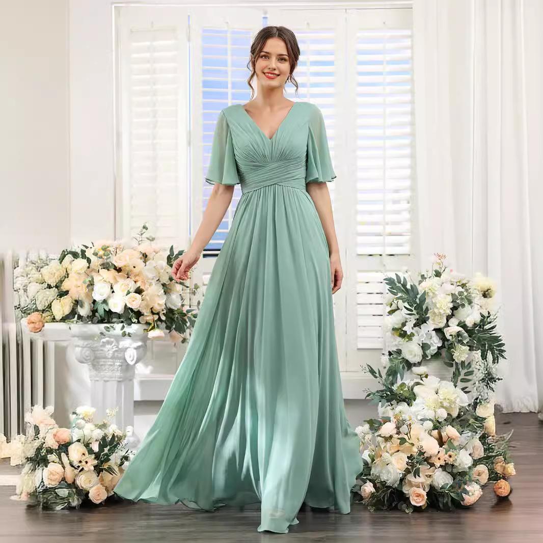 Sexy Slit Soft Satin Evening Gown For Banquets