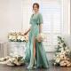 Sexy Slit Soft Satin Evening Gown For Banquets