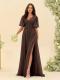 Sexy Slit Soft Satin Evening Gown For Banquets