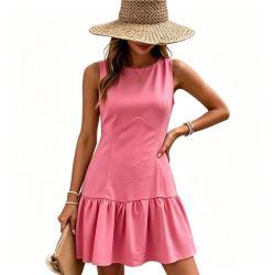 New European And American-style Solid-color Womens Dress