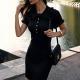 Womens Retro French-Style Knitted Casual Dress
