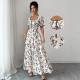 Womens Retro Elegant Floral Print Dress