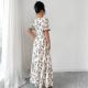 Womens Retro Elegant Floral Print Dress