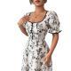 Womens Retro Elegant Floral Print Dress