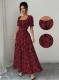 Womens Retro Elegant Floral Print Dress