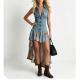 Fashionable Vintage Blue Printed Dress