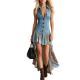 Fashionable Vintage Blue Printed Dress