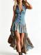 Fashionable Vintage Blue Printed Dress