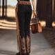 Tassel Casual Pants Solid-color Slim-fit Trousers