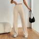 Womens Straight Flare Pants With High-Waisted Stitching Details