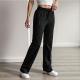 Womens Casual Solid-Colored Ice Silk Sports Trousers