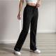 Womens Casual Solid-Colored Ice Silk Sports Trousers
