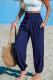 Womens Solid-Color Loose Beach Casual Ankle-Tied Pants