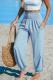 Womens Solid-Color Loose Beach Casual Ankle-Tied Pants