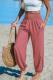 Womens Solid-Color Loose Beach Casual Ankle-Tied Pants