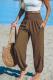 Womens Solid-Color Loose Beach Casual Ankle-Tied Pants