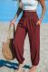 Womens Solid-Color Loose Beach Casual Ankle-Tied Pants