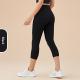 Womens Solid-Colored High-Waist Cropped Sports Fitness Pants