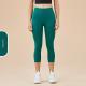 Womens Solid-Colored High-Waist Cropped Sports Fitness Pants