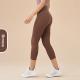Womens Solid-Colored High-Waist Cropped Sports Fitness Pants