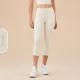 Womens Solid-Colored High-Waist Cropped Sports Fitness Pants