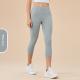 Womens Solid-Colored High-Waist Cropped Sports Fitness Pants