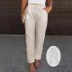 European And American-style Embroidered Lace-Patchwork Elastic-Waist Cropped Pants