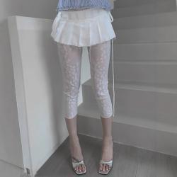 Womens Retro Pentagram Jacquard Lace Stretch Leggings
