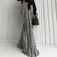 Slim-fit Striped Mid-rise Stretch Flare Pants In European And American Style