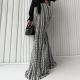 Slim-fit Striped Mid-rise Stretch Flare Pants In European And American Style
