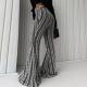 Slim-fit Striped Mid-rise Stretch Flare Pants In European And American Style