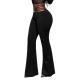 Black High-waist Flared Pants With Tummy-control And Butt-lifting Features