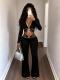 Black High-waist Flared Pants With Tummy-control And Butt-lifting Features