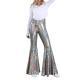 Lightweight Flared Pants With Gold-foil Snake-print