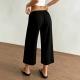 Womens SpringSummer Elegant Casual Textured Cropped Pants