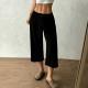 Womens SpringSummer Elegant Casual Textured Cropped Pants