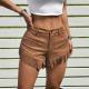 Womens Retro Western-Style Tassel Suede Shorts