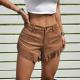 Womens Retro Western-Style Tassel Suede Shorts