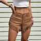 Womens Retro Western-Style Tassel Suede Shorts