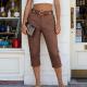 Womens Solid-Color Summer High-Waisted Casual Pants With Patch Pockets