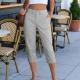 Womens Solid-Color Summer High-Waisted Casual Pants With Patch Pockets