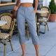 Womens Solid-Color Summer High-Waisted Casual Pants With Patch Pockets