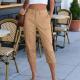 Womens Solid-Color Summer High-Waisted Casual Pants With Patch Pockets