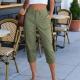 Womens Solid-Color Summer High-Waisted Casual Pants With Patch Pockets