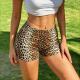 High-Waisted Stretchy Tight Shorts With Polka Dots Plaid And Leopard Print Yoga Hot Pants