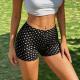 High-Waisted Stretchy Tight Shorts With Polka Dots Plaid And Leopard Print Yoga Hot Pants