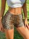 High-Waisted Stretchy Tight Shorts With Polka Dots Plaid And Leopard Print Yoga Hot Pants