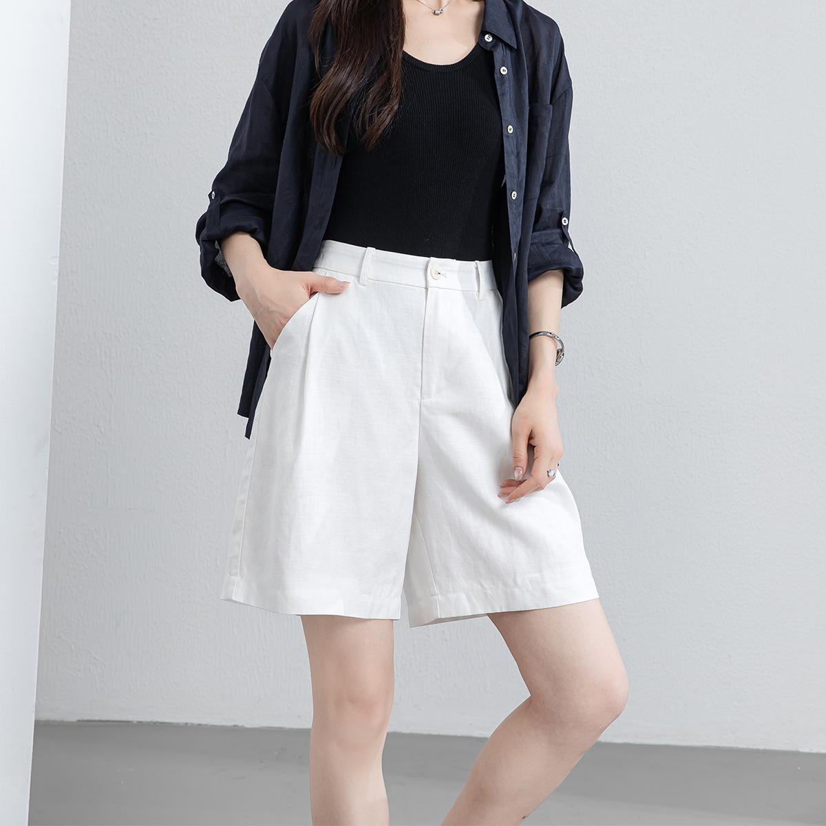 Summer White Tencel Linen Shorts
